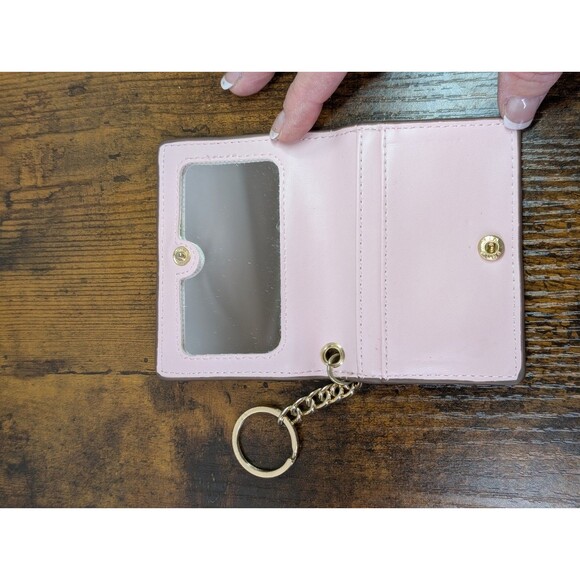 Anne Klein Card ID License Holder Key Chain Slim Wallet Ladies Brown W/Mirror - Picture 6 of 9